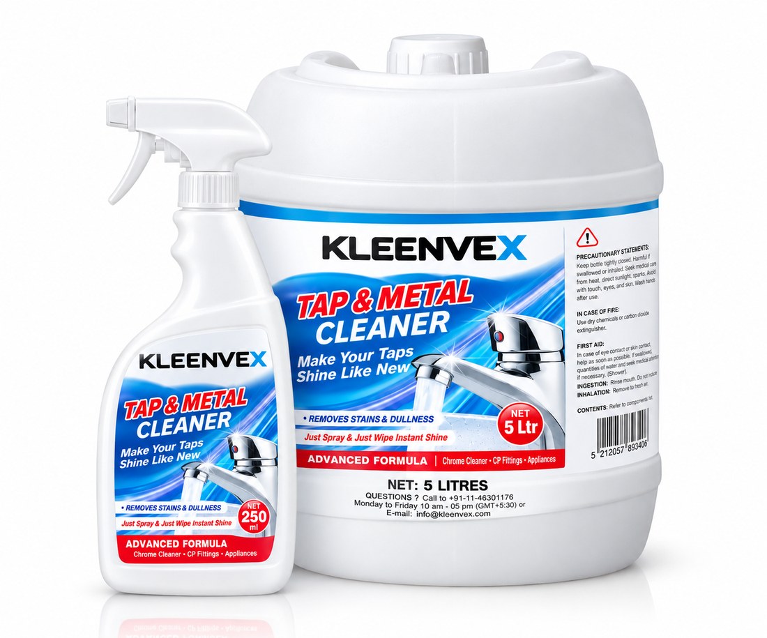Kleenvex Tap and Metal Cleaner, 250 ml spray and 5 litre can