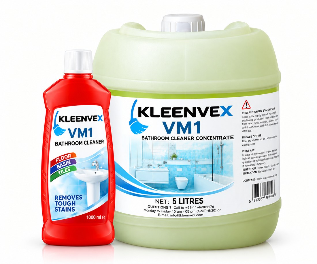 Kleenvex VM1 Bathroom Cleaner, 1000 ml bottle and 5 litre can