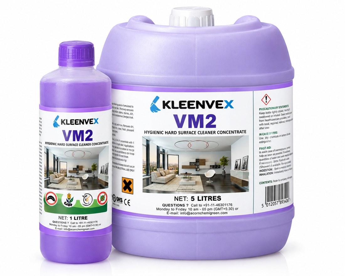 Kleenvex VM2 Hygienic Hard Surface Cleaner Concentrate, 1 litre and 5 litre