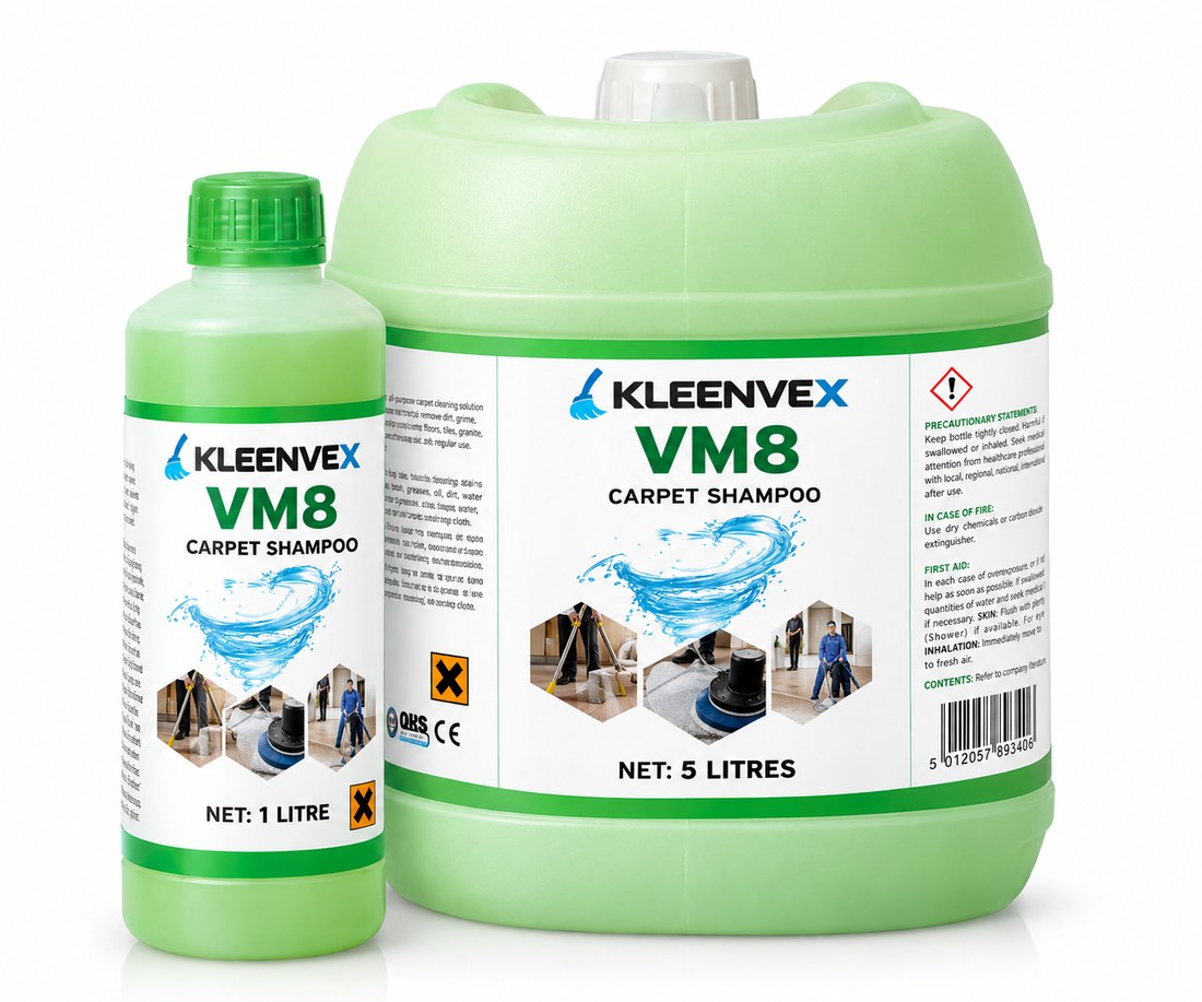 Kleenvex VM8 Carpet Shampoo, 1 litre and 5 litre