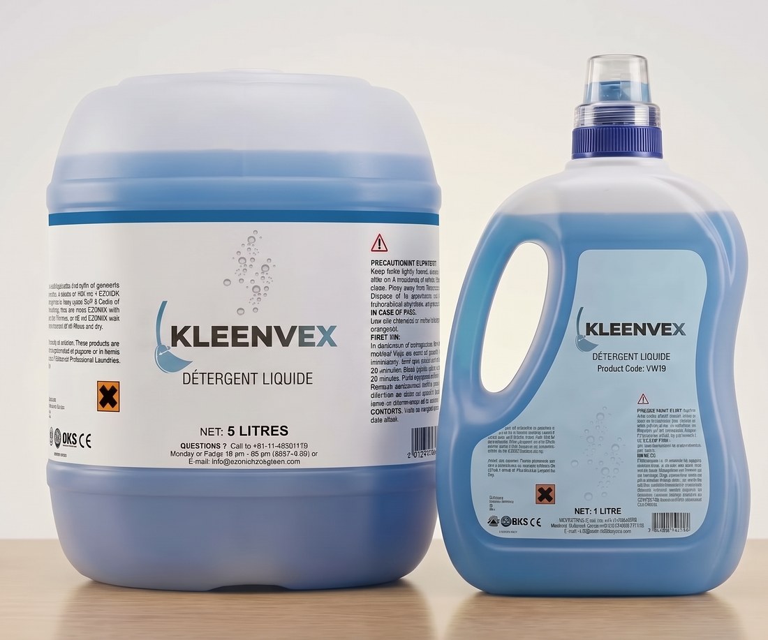 Kleenvex Détergent Liquide laundry detergent, 1 litre bottle and 5 litre can